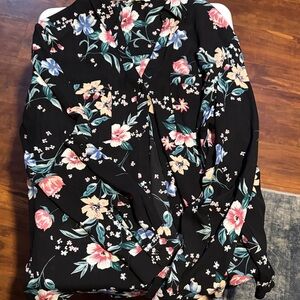 Candie's Black Floral Blouse